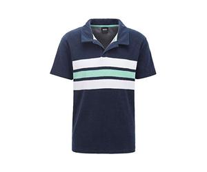BOSS Mens Beach Polo Shirt Beach Polo Shirt in Cotton-Blend Terry Dark Blue