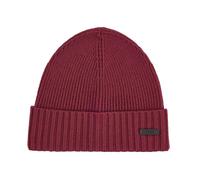 BOSS Mens Beanie Hat Hugo Boss Fati Ribbed Virgin Wool in Dark Red