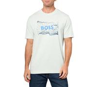 BOSS Men's Big Logo Chain Cotton T-Shirt, Open Air Blue, XL