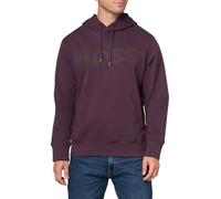 BOSS Men's Big Logo Cotton Hooded Sweatshirt Hoodie, Eggplant, L
