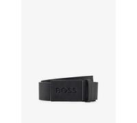 Boss Mens Black Business Logo-buckle Leather Belt 40