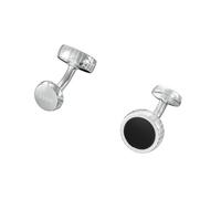 BOSS Men's Black Enamel Brass Round Cufflinks