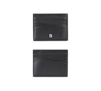 BOSS Men's Black Leather Card Cross Slots Holder
