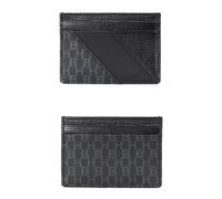 BOSS Men's Black Leather Monogram Card Holder