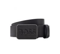 BOSS Mens Black Logo Plaque Buckle Italian Leather Belt BLACK 85