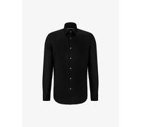 Boss Mens Black Regular-fit Long-sleeved Cotton-poplin Shirt 16