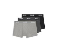 Hugo Boss Men's Trunk 3-Pack Power – Stretch Cotton, Logo Waistband – Grey