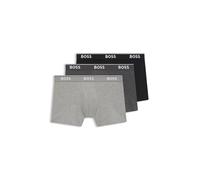 BOSS Men's Power Trunks 3-Pack — Logo Waistband, Stretch Cotton — Open Grey S