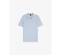 Boss Mens Boss Brand-Print Regular-Fit Cotton-Blend Polo Shirt Open Blue 2XL