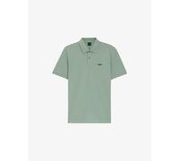 Boss Mens Boss Branded Cotton-Piqué Polo Shirt Open Green L