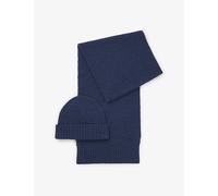 Boss Mens Boss Branded Wool-Blend Scarf and Beanie Hat Set Dark Blue 1 Size