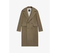 Boss Mens Boss Double-Breasted Herringbone Wool-Blend Coat Open Brown 40