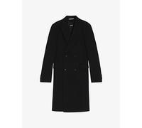Boss Mens Boss Double-Breasted Peak-Lapel Wool-Blend Coat Black 44