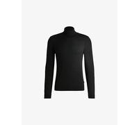 Boss Mens Boss Funnel-Neck Regular-Fit Wool-Knit Jumper Black 2XL