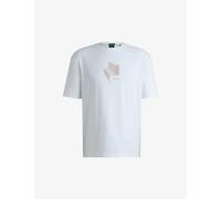 Boss Mens Boss Gloss-Artwork Relaxed-Fit Interlock Cotton T-Shirt White 3XL