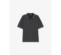 Boss Mens Boss Logo-Embroidered Short-Sleeve Cotton Polo Dark Grey 3XL