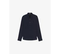 Boss Mens Boss Logo-Embroidered Slim-Fit Linen Shirt Dark Blue XL