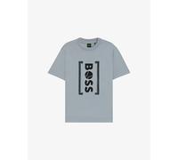 Boss Mens Boss Logo-Print Short-Sleeve Cotton T-Shirt Dark Grey S