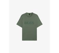 Boss Mens Boss Logo-Print Short-Sleeve Cotton T-Shirt Open Green S