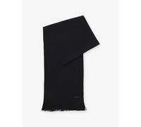 Boss Mens Boss Raschel-Knit Logo-Embroidered Wool Scarf Black 1 Size
