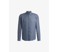 Boss Mens Boss Regular-Fit Geometric-Print Chambray Shirt Navy M