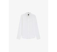 Boss Mens Boss Regular-Fit Long-Sleeve Stretch-Linen Shirt White 2XL