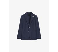 Boss Mens Boss Slim-Fit Micro-Pattern Linen-Blend Blazer Open Blue 38
