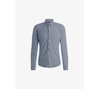 Boss Mens Boss Slim-Fit Micro Square-Print Stretch-Woven Shirt Navy XL