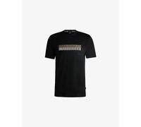 Boss Mens Boss Stripe-Embroidered Regular-Fit Cotton-Jersey T-Shirt Black L