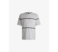 Boss Mens Boss Striped Relaxed-Fit Cotton-Jersey T-Shirt Light/Pastel Grey 3XL