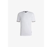 Boss Mens Boss Striped-Trim Regular-Fit Cotton-Jersey T-Shirt White M