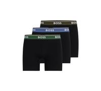BOSS Mens BoxerBr 3P Power Three-Pack of Logo-Waistband Boxer Briefs in Stretch Cotton
