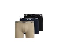 BOSS Mens BoxerBr 3P Power Three-Pack of Logo-Waistband Boxer Briefs in Stretch Cotton