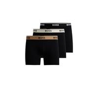 BOSS Mens BoxerBr 3P Power Three-Pack of Logo-Waistband Boxer Briefs in Stretch Cotton