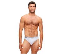 BOSS Mens Brief 3P Power Three-Pack of Logo-Waistband Briefs in Stretch Cotton White