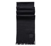 BOSS Men's Cable Knitted Wool Blend Logo Badge Scarf 'Albas-O-Badge' (Black)