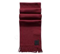 BOSS Men's Cable Knitted Wool Blend Logo Badge Scarf 'Albas-O-Badge' (Dark Red)