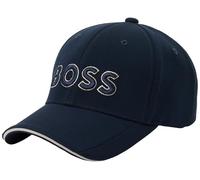 BOSS Green Knitted Piqué Six Panel Cap with Embroidered Logo - Dark Blue 406 - Dark Blue 406 - One Size