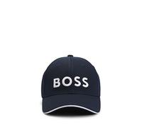 BOSS Green Cap-US-1 Mens Knitted-Piqué Six-Panel Cap with Embroidered Logo - Dark Blue - One Size