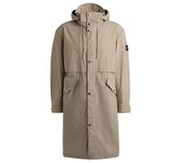 Boss Mens Cataldo Hooded Solid Patterned Coat in Dark Beige - Size Medium