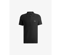 Boss Mens Charcoal Logo-embroidered Zip-neck Knitted Polo L