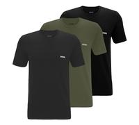 BOSS Men's Cotton T-Shirts, 3-Pack, Black/Dark Grey/Khaki Green (UK, Alpha, L, Regular, Regular, -983 Noir/Olive/Gris Foncé)