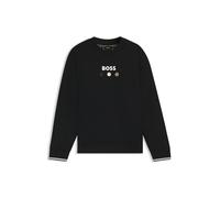 BOSS Mens CREW OPEN 25 Cotton-terry sweatshirt with logo detail Black