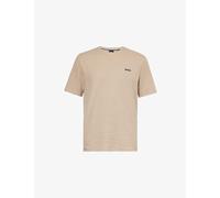 Boss Mens Dark Beige Relaxed-fit Cotton-blend Jersey T-shirt L