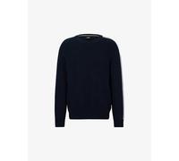 Boss Mens Dark Blue Business Leisure Contrast-stripe Cotton Jumper S