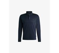 Boss Mens Dark Blue Leisure Long-sleeved Cotton-jersey Polo Shirt Xxxl