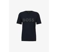 Boss Mens Dark Blue Logo-print Regular-fit Cotton-jersey T-shirt Xl