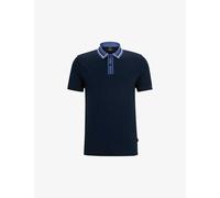 Boss Mens Dark Blue Stripe-collar Short-sleeve Cotton Polo Xxl