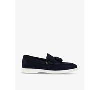 Boss Mens Dark Blue Tassel-embellished Slip-on Suede Loafers Eur 45 / 11 Uk Men