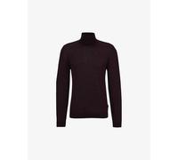 Boss Mens Dark Red Funnel-neck Regular-fit Wool-knit Jumper M